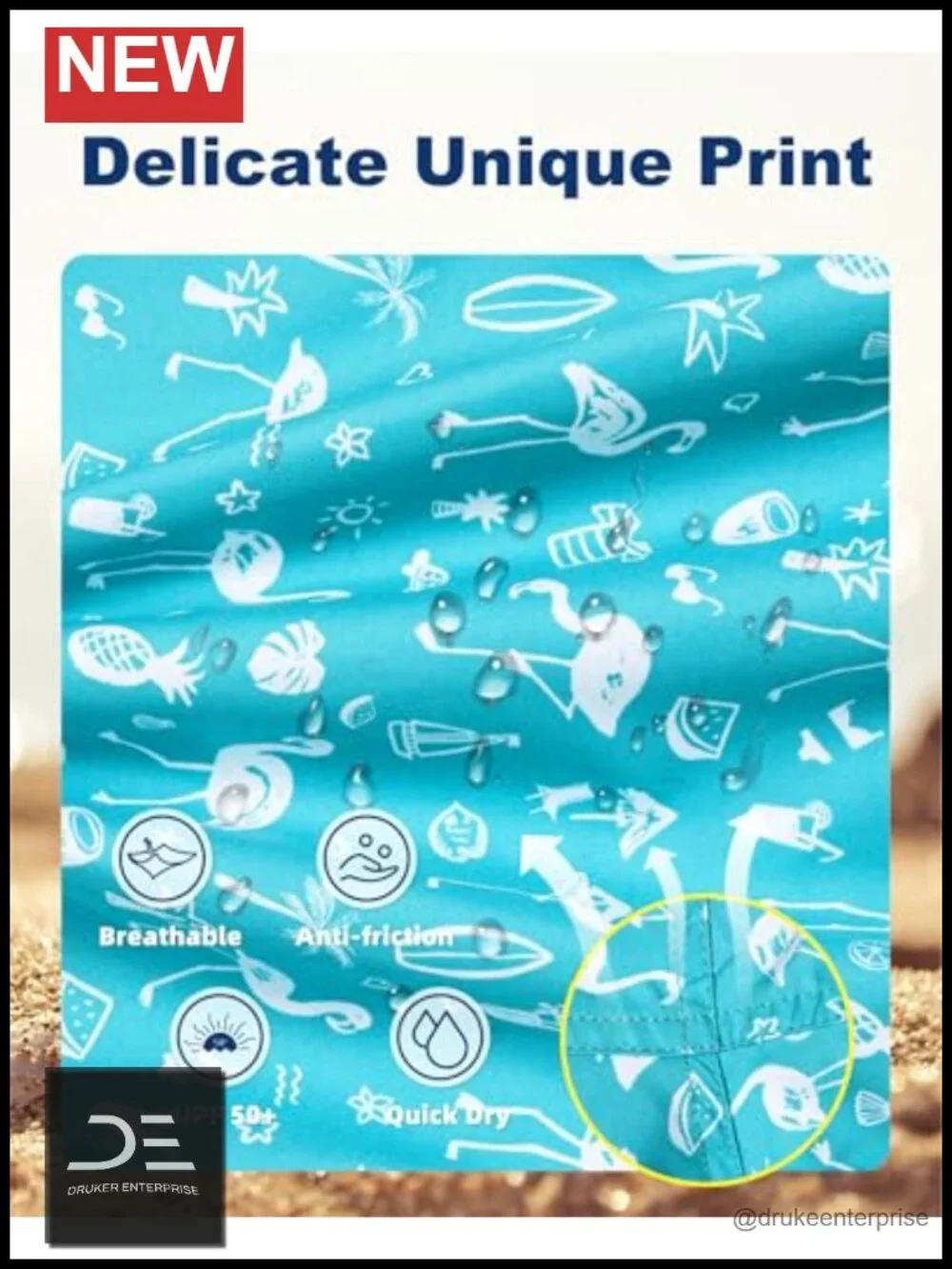 Quick Dry 5 Inch Swim Trunks with Mesh Lining and Drawstring